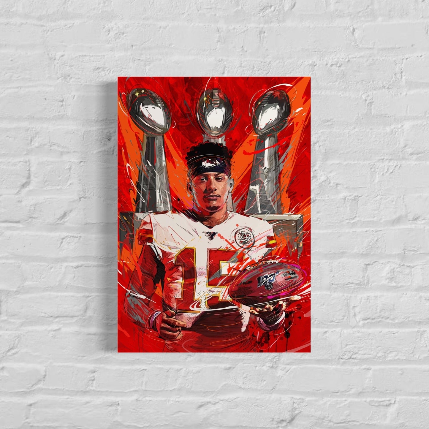 Patrick Mahomes | 3x Champion | Sports Wall Art | Canvas | Kansas City Chiefs | Man Cave