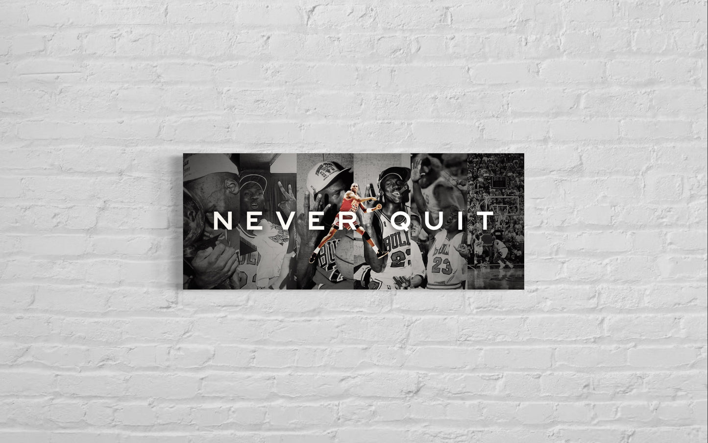 Michael Jordan | Never Quit | 6 Championships | Sports Wall Art | Canvas | Man Cave Gift