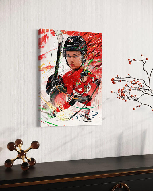 Connor Bedard | CANVAS Print | Sports Wall Art Chicago Blackhawks | Fan Cave Gift