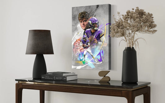 JJ McCarthy | Minnesota Vikings | Sports Wall Art | CANVAS Print | Fan Cave Gift