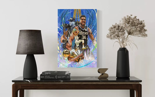 Giannis Antetokounmpo | CANVAS Print | Sports Wall Art | Milwaukee Bucks | Fan Cave Gift