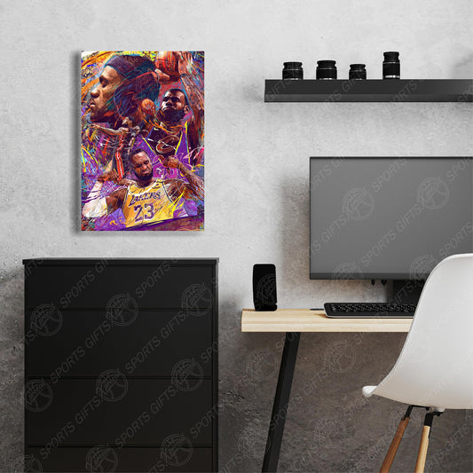 LeBron James | Sports Wall Art | Canvas | Miami Heat | Cleveland Cavs | Los Angeles Lakers | Man Cave Gift