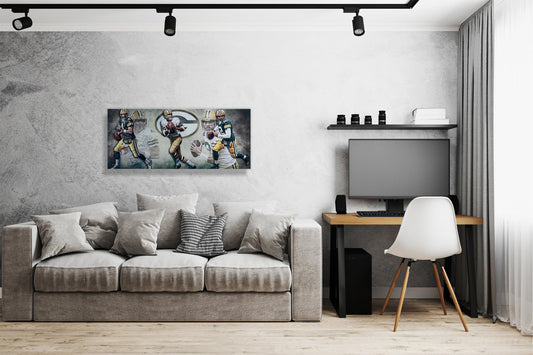 Bart Starr | Brett Favre | Aaron Rodgers | Green Bay Packers | Sports Wall Art | Canvas | Man Cave