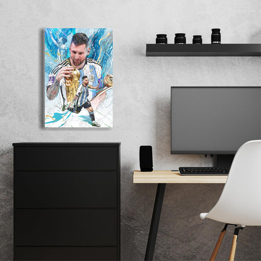 Lionel Messi | World Cup Champions | Argentina | Sports Wall Art | Canvas | Man Cave Gift