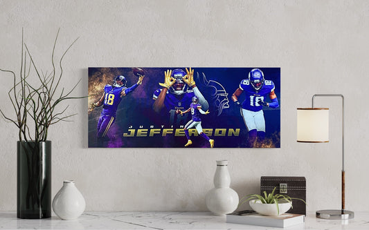 Justin Jefferson | Sports Wall Art | Griddy | Canvas | Man Cave Gift | Minnesota Vikings