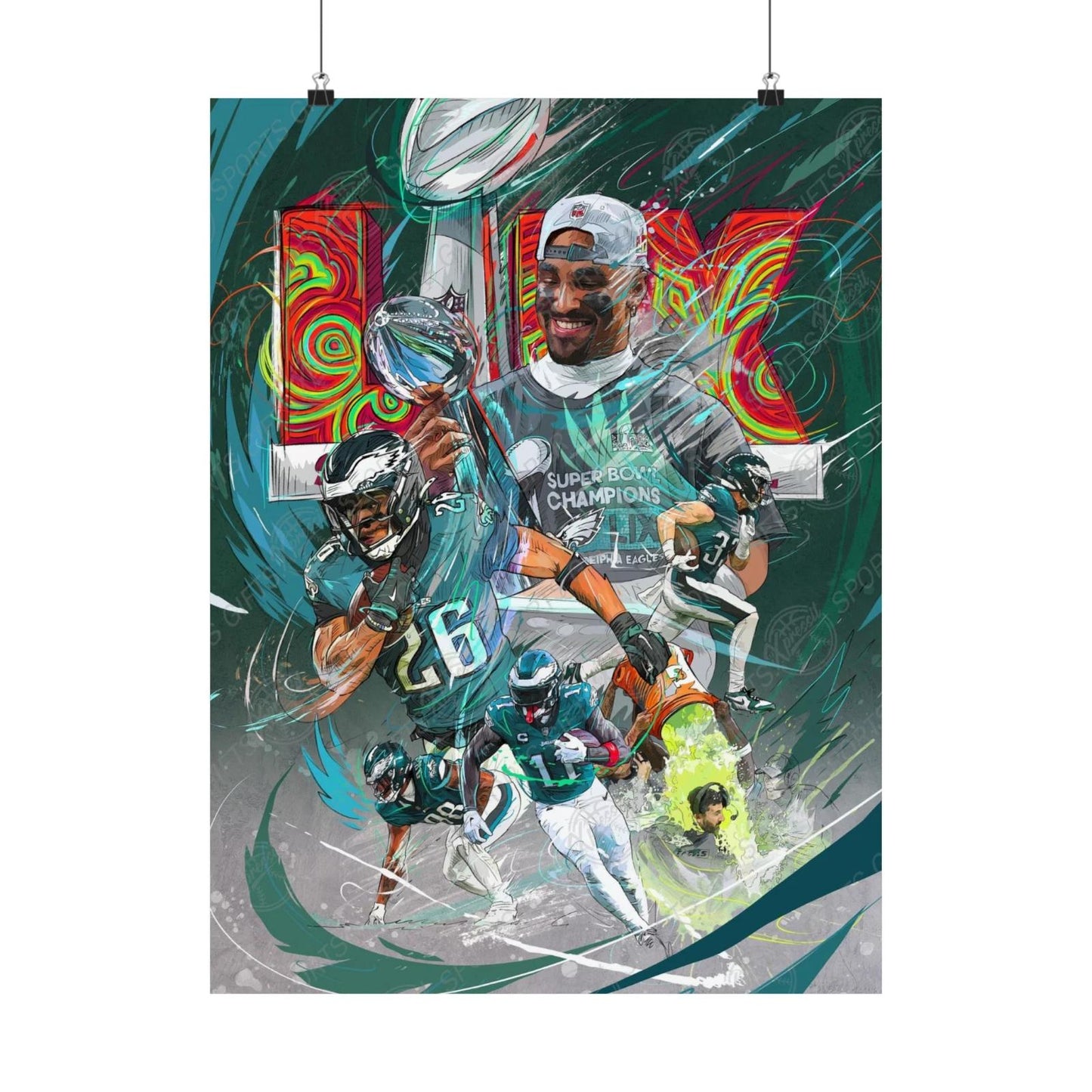 Philadelphia Eagles Superbowl Champions | POSTER | Barkley, Hurts | Sports Wall Art