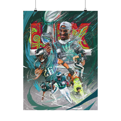 Philadelphia Eagles Superbowl Champions | POSTER | Barkley, Hurts | Sports Wall Art