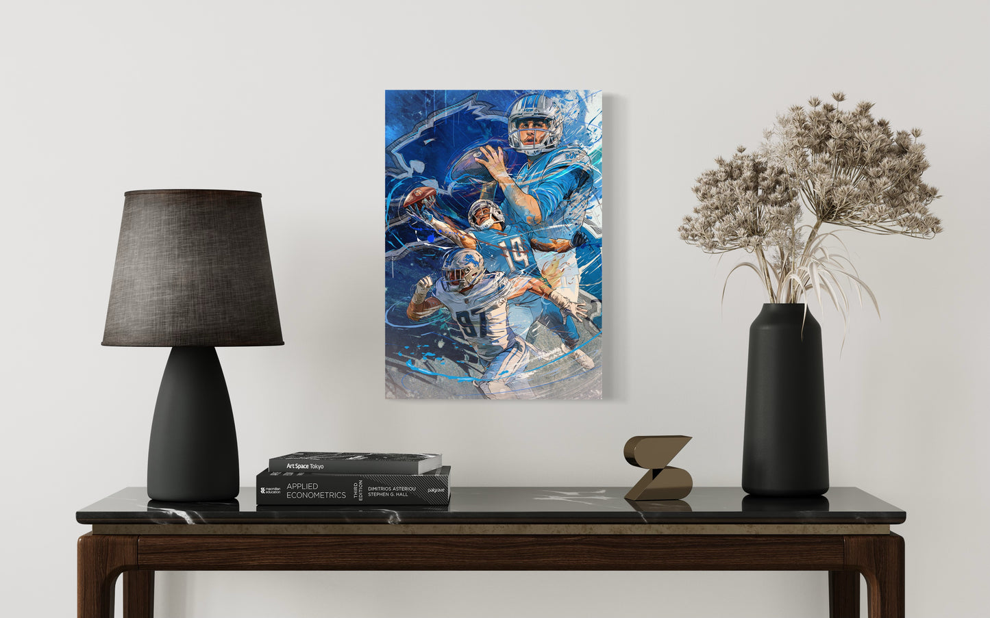 Jared Goff | Amon-Ra St. Brown | Aidan Hutchinson | Sports Wall Art | Detroit Lions | Canvas | Man Cave