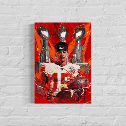 Patrick Mahomes 3x Champion | CANVAS Print | Kansas City Chiefs | Fan Cave Gift