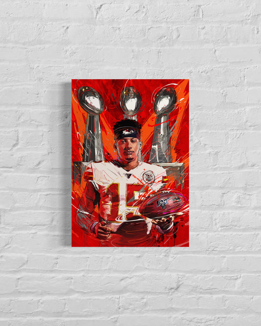 Patrick Mahomes | 3x Champion | Sports Wall Art | Canvas | Kansas City Chiefs | Man Cave