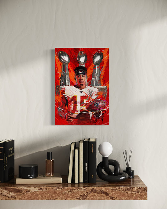 Patrick Mahomes 3x Champion | CANVAS Print | Kansas City Chiefs | Fan Cave Gift