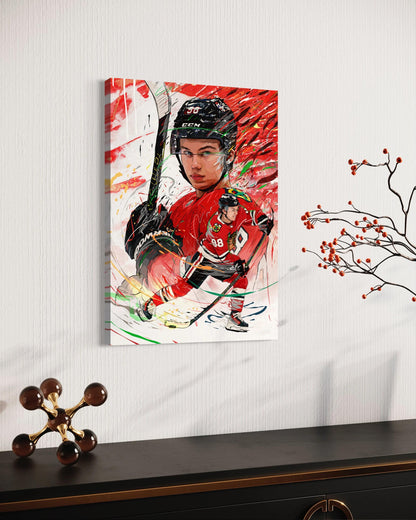 Connor Bedard | CANVAS Print | Sports Wall Art Chicago Blackhawks | Fan Cave Gift