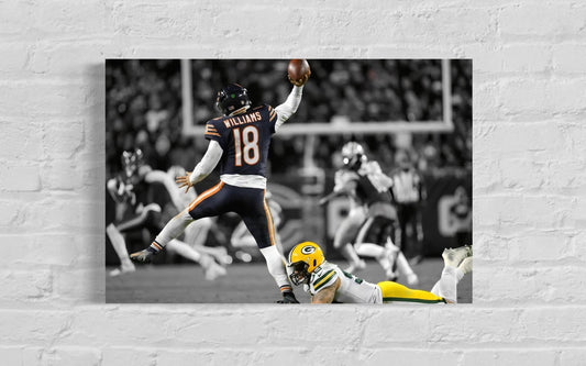 Caleb Williams JUMPMAN TD Throw vs. Packers | CANVAS Print | Sports Wall Art | Chicago Bears | Fan Cave Gift