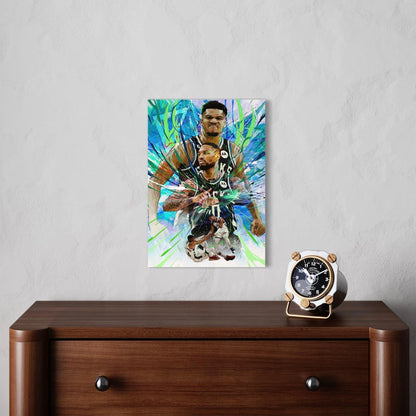 Damian Lillard | Giannis Antetokounmpo | Milwaukee Bucks | Sports Wall Art | Canvas | Man Cave Gift
