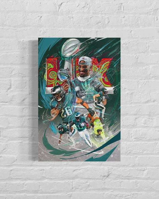 Philadelphia Eagles Superbowl Champion| CANVAS Print | Saquon Barkley | Jalen Hurts