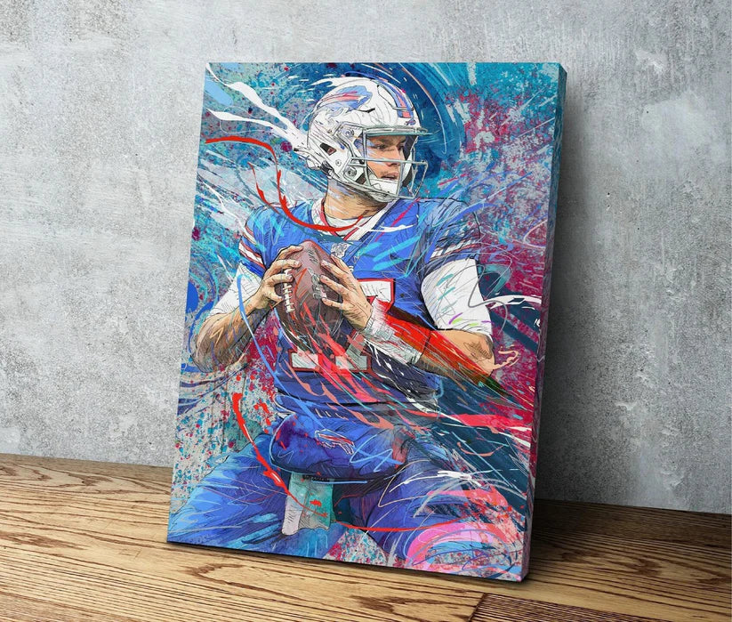 Josh Allen | Sports Wall Art | Canvas | Buffalo Bills | Man Cave Gift