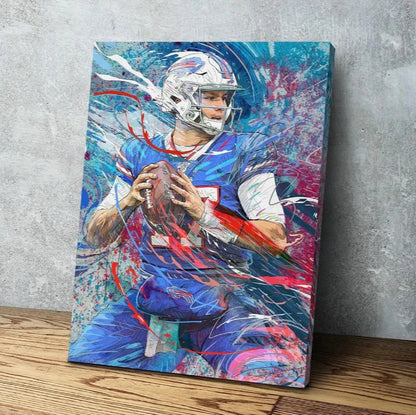 Josh Allen | Sports Wall Art | Canvas | Buffalo Bills | Man Cave Gift