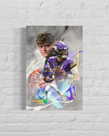 JJ McCarthy | Minnesota Vikings | Sports Wall Art | CANVAS Print | Fan Cave Gift