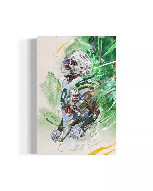 Josh Jacobs | Sports Wall Art | Canvas | Green Bay Packers | Man Cave Gift