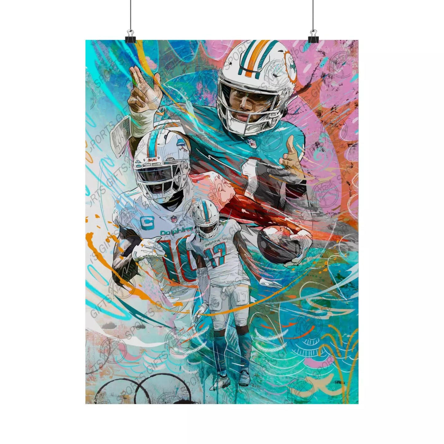 Tua Tagovailoa | Tyreek Hill | Jaylen Waddle | Poster | Miami Dolphins | Wall Art