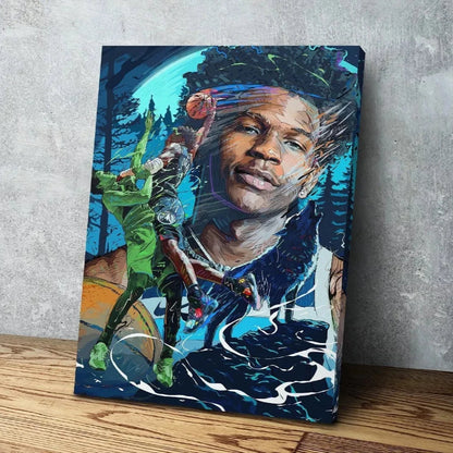 Anthony Edwards | Sports Wall Art | Canvas | Man Cave Gift | Minnesota Timberwolves