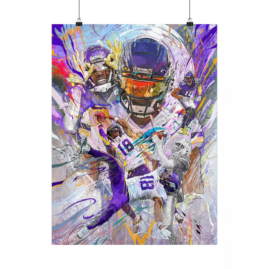 Justin Jefferson | Poster | Griddy | One Handed Catch | Minnesota Vikings | Wall Art | Sports Art