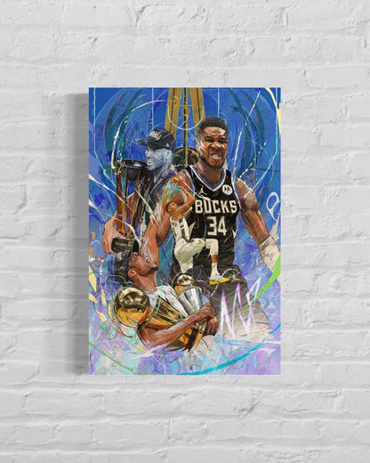 Giannis Antetokounmpo | CANVAS Print | Sports Wall Art | Milwaukee Bucks | Fan Cave Gift
