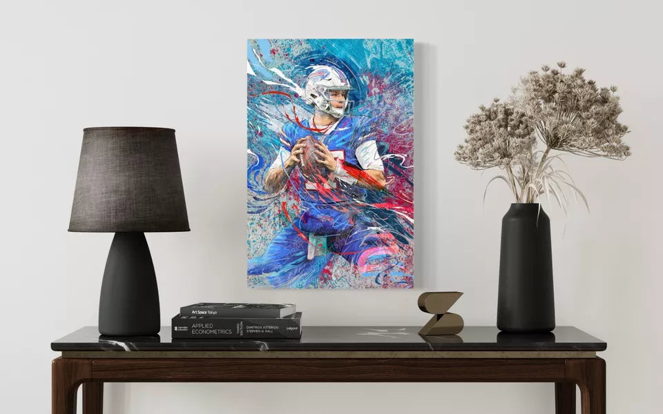 Josh Allen | Sports Wall Art | Canvas | Buffalo Bills | Man Cave Gift