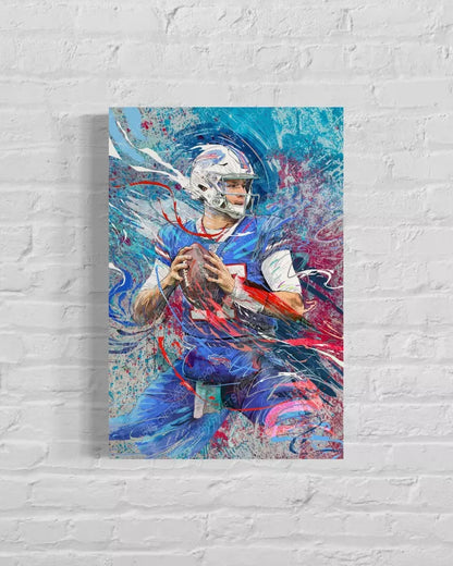 Josh Allen | Sports Wall Art | Canvas | Buffalo Bills | Man Cave Gift