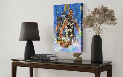 Giannis Antetokounmpo | CANVAS Print | Sports Wall Art | Milwaukee Bucks | Fan Cave Gift