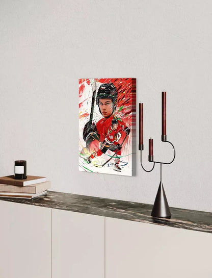 Connor Bedard | CANVAS Print | Sports Wall Art Chicago Blackhawks | Fan Cave Gift