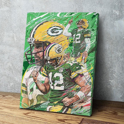 Aaron Rodgers | Sports  Wall Art | Canvas | Green Bay Packers | Man Cave Gift