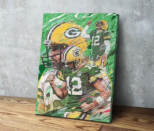 Aaron Rodgers | Sports  Wall Art | Canvas | Green Bay Packers | Man Cave Gift