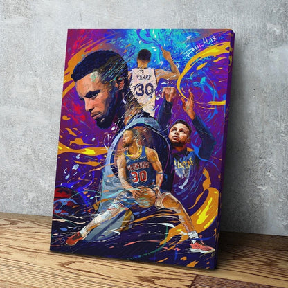 Steph Curry | Golden State Warriors | Sports Art | Canvas | Man Cave Gift