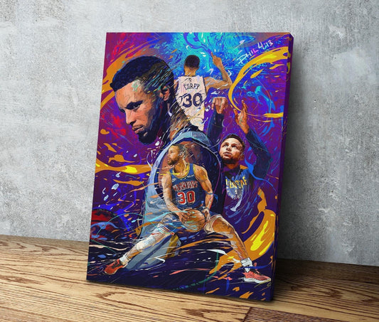 Steph Curry | Golden State Warriors | Sports Art | Canvas | Man Cave Gift