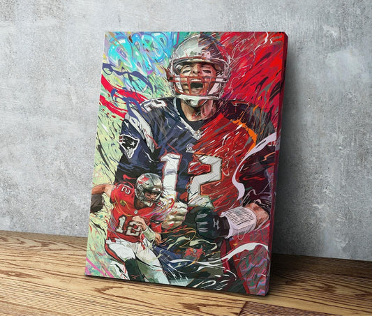 Tom Brady | Sports Wall Art | Canvas | Man Cave Gift | Tampa Bay Buccaneers | New England Patriots