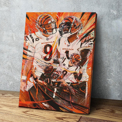 Joe Burrow | Ja'Marr Chase | Sports Wall Art | Canvas | Man Cave Gift | Cincinnati Bengals