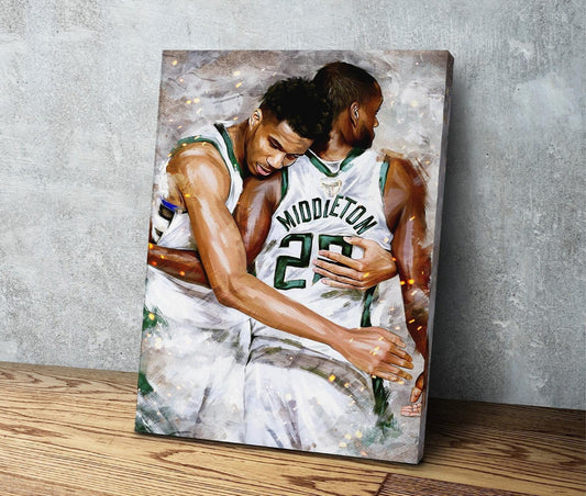 Giannis Antetokounmpo | Khris Middleton | NBA Finals Champions | Sports Wall Art | Canvas