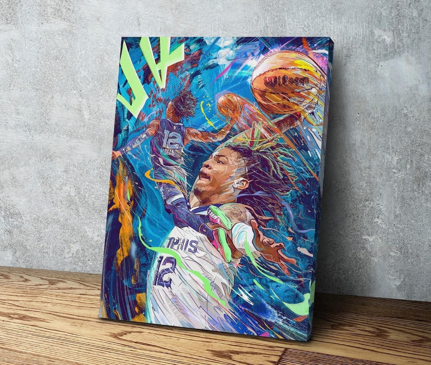 Ja Morant | Sports Wall Art | Canvas | Memphis Grizzles Star | Man Cave Gift