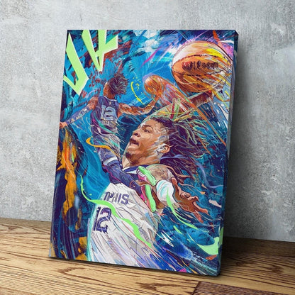 Ja Morant | Sports Wall Art | Canvas | Memphis Grizzles Star | Man Cave Gift