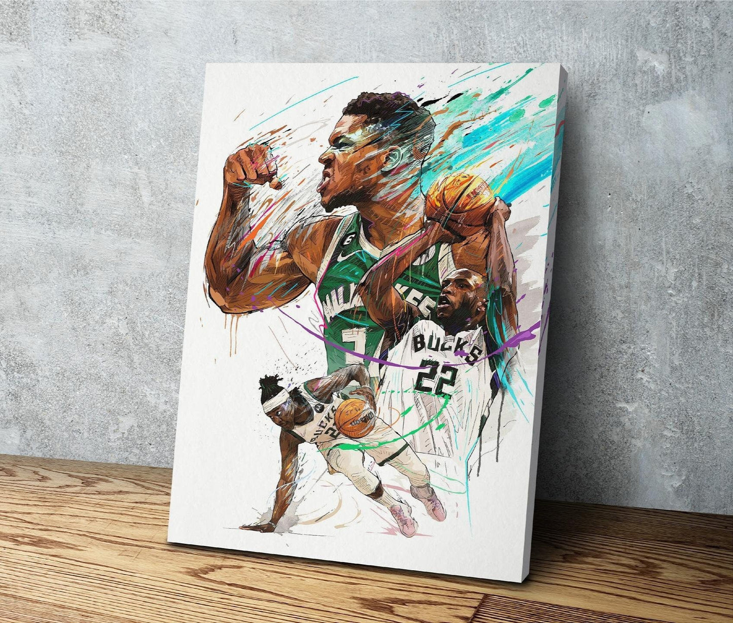 Giannis Antetokounmpo | Middleton | Holiday | Sports Wall Art on Canvas | Milwaukee Bucks | Gift for Him