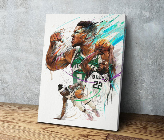 Giannis Antetokounmpo | Middleton | Holiday | Sports Wall Art on Canvas | Milwaukee Bucks | Gift for Him