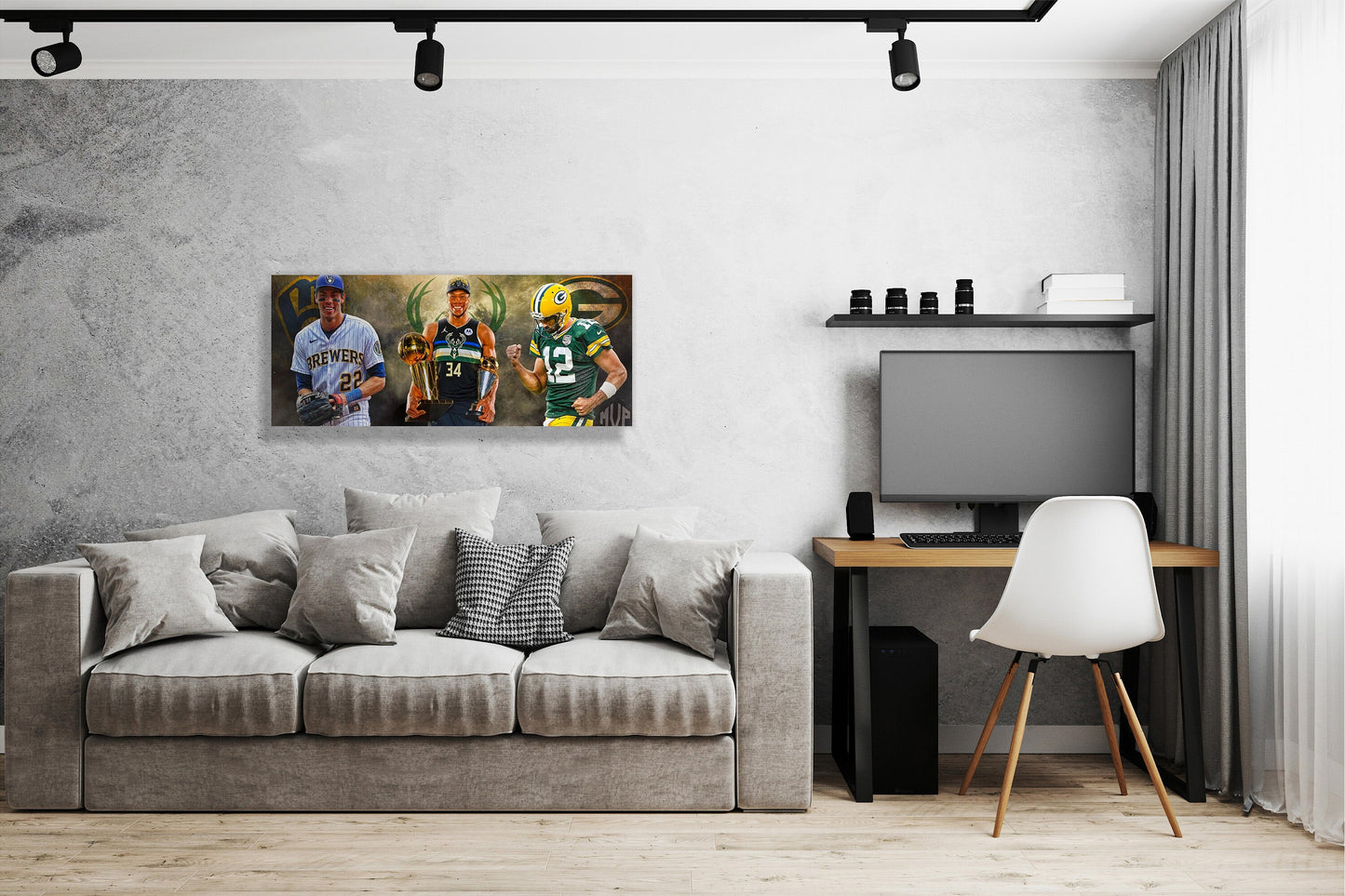 Wisconsin MVPs | Aaron Rodgers | Giannis Antetokounmpo | Christian Yelich | Sports Wall Art | Canvas