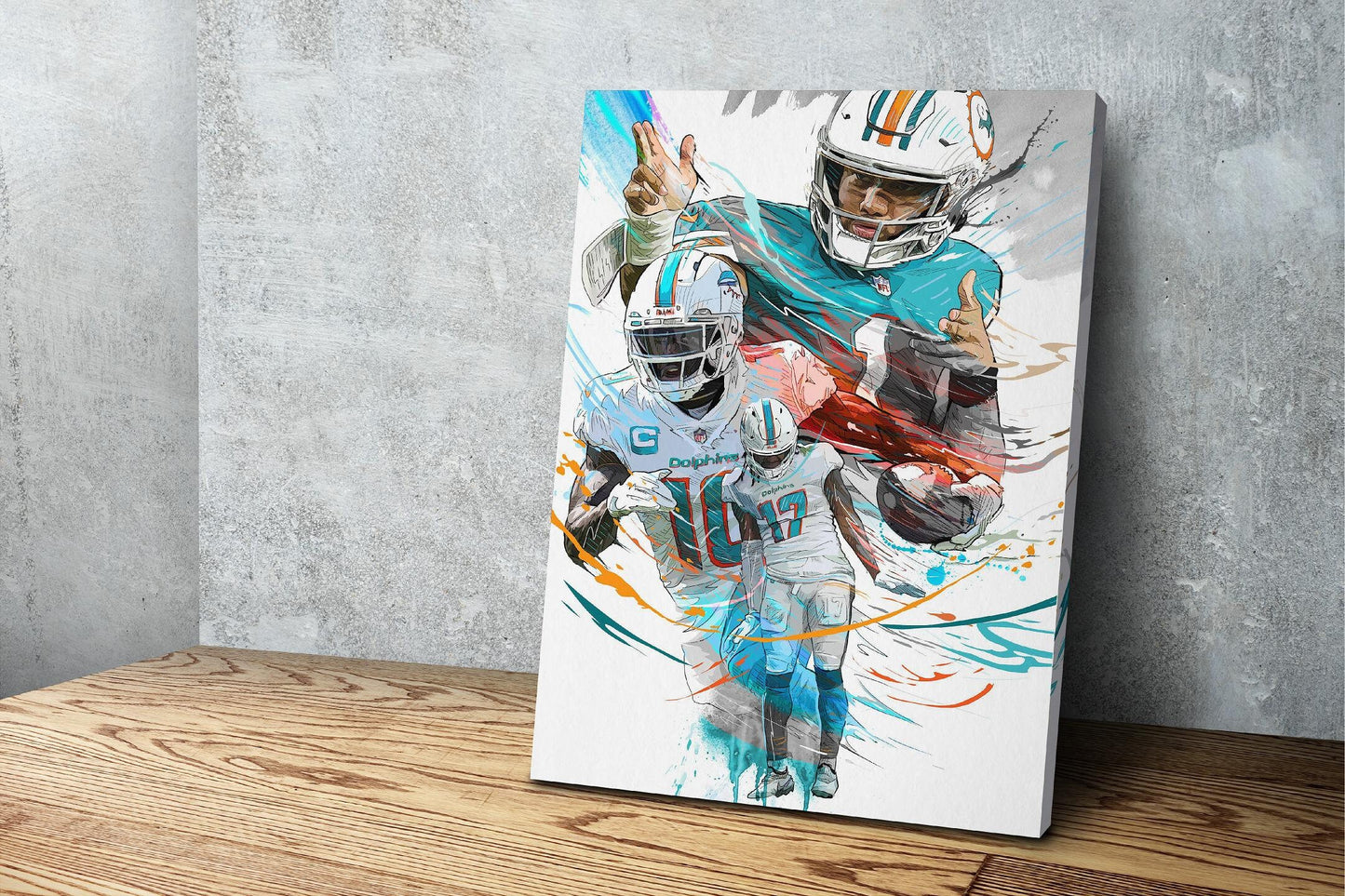 Tua Tagovailoa | Tyreek Hill | Jaylen Waddle | Sports Wall Art | Canvas | Miami Dolphins