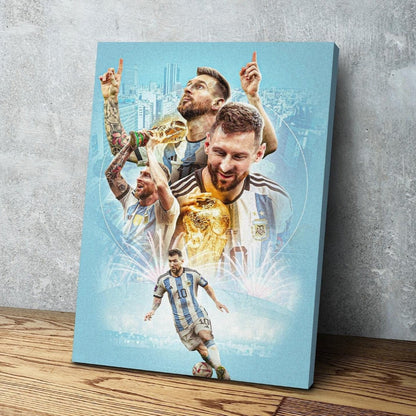 Lionel Messi | World Cup Champions | Argentina | Sports Wall Art | Canvas | Man Cave Gift