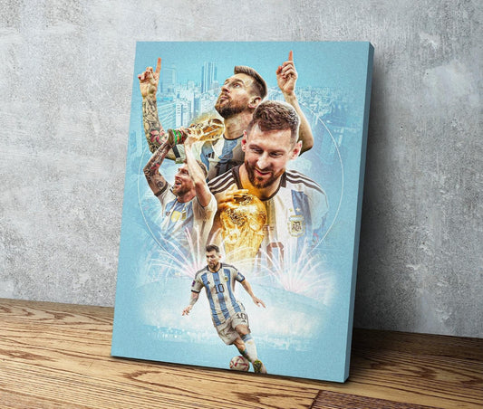 Lionel Messi | World Cup Champions | Argentina | Sports Wall Art | Canvas | Man Cave Gift