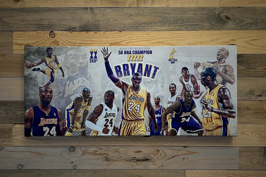 Kobe Bryant | Los Angeles Lakers | Championship | Sports Wall Art | Canvas | Man Cave | Fan Cave