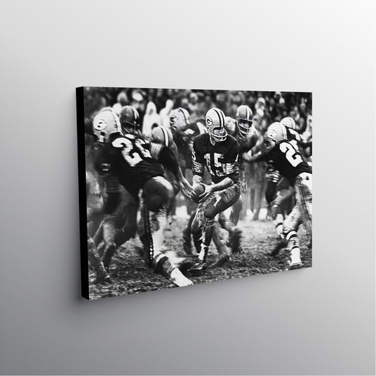 Bart Starr | Vintage Packers | Sports Art | Canvas Art | Canvas | Man Cave Gift | Office Wall Art