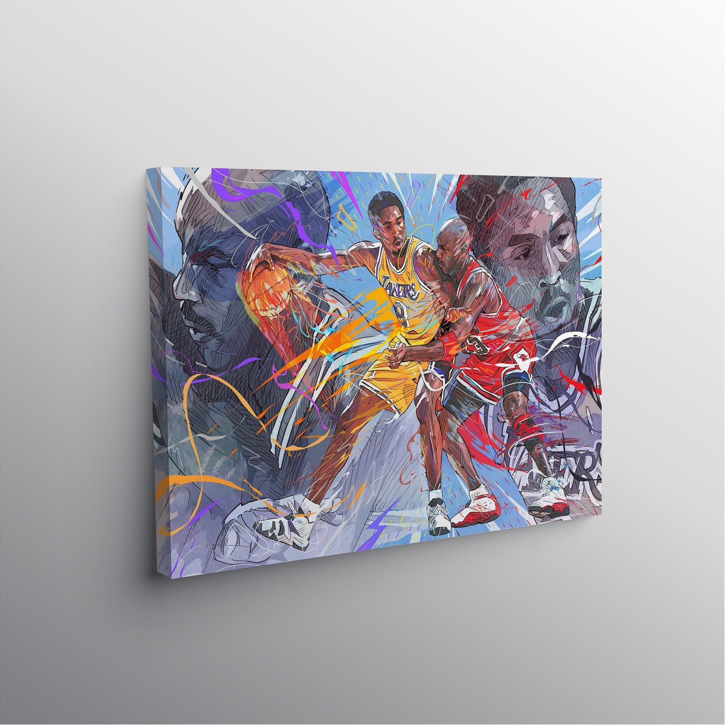 Michael Jordan | Kobe Bryant | Colorful | Sports Wall Art | Canvas | Man Cave Gift | Kids Wall Art