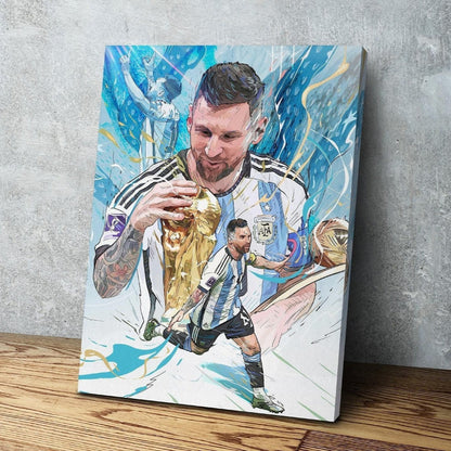 Lionel Messi | World Cup Champions | Argentina | Sports Wall Art | Canvas | Man Cave Gift